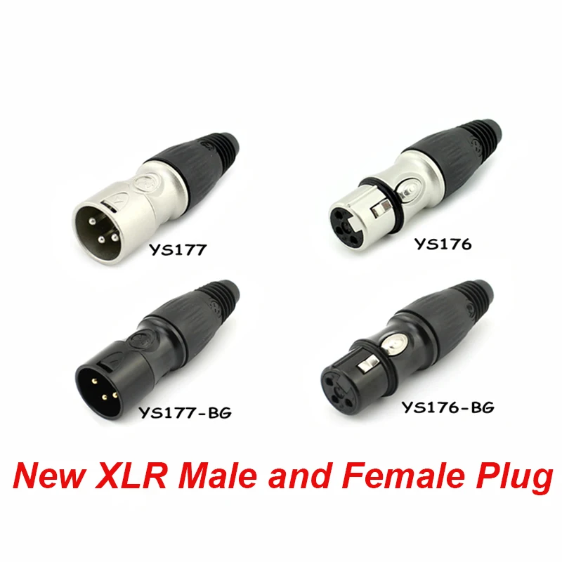 

YS177-BG 3 Core XLR Microphone Connector Gold Plated Black Male/Female 3 Pin XLR Balanced Plug Amplifier Loudspeaker Plug Adapte