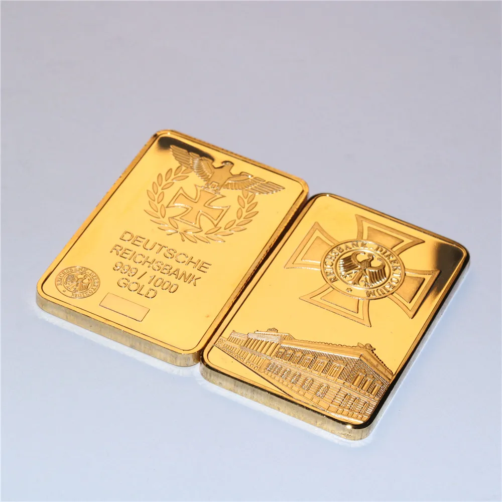 

1 Ounce Deutsche Iron Cross Bar German Eagle Golden Beauty Bar 1 OZ Germany 999 Gold Plated Souvenir Coin
