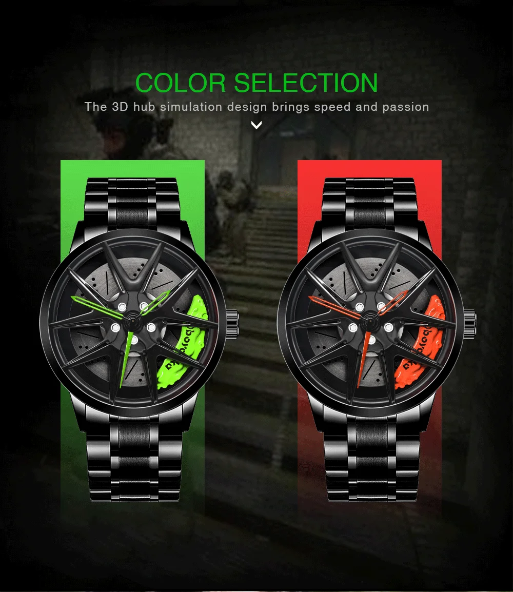 Watches Men's Wheel Rim Hub Watch Men Wristwatch Clock Sport Car Custom Design Creative Men Wrist Watch Relogio Masculino