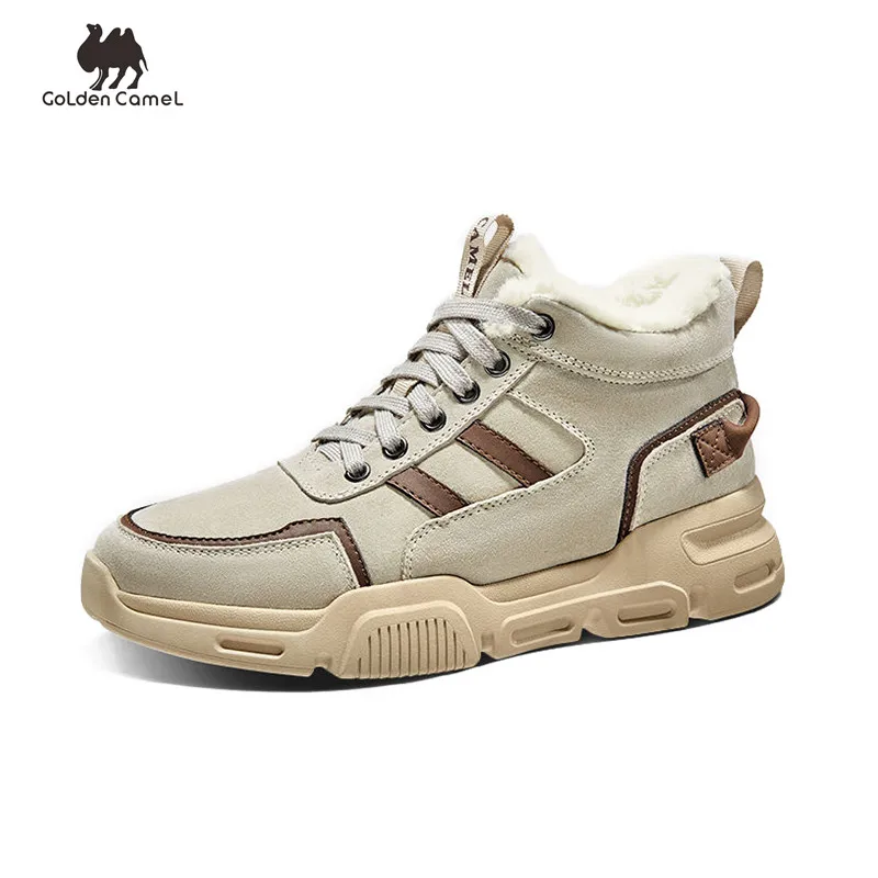 Golden Camel Men's Shoes Velvet Warm Men's Boots High-top Thickened Cotton Sneakers Snow Ankle Boots Shoes for Men Winter 2022