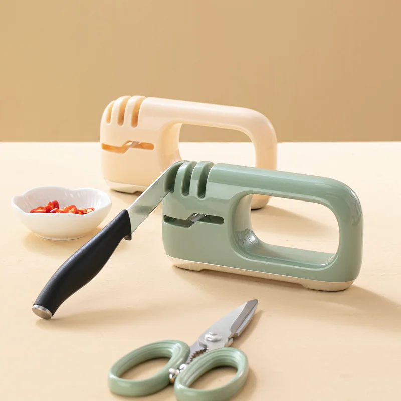 

Knife Sharpener 4 in 1 Multifunction Knife Scissors Sharpening Stone Handheld Quick Sharpener Tool Household Knife Sharpening
