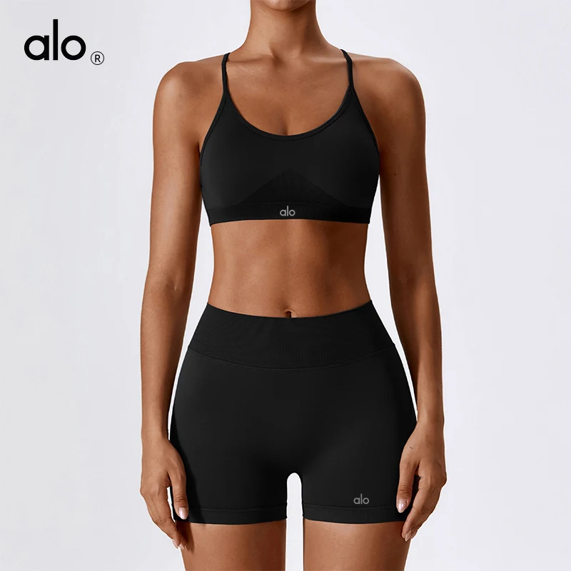 Женская одежда для йоги в стиле ALO летнее темно-серое нижнее белье облегающие
