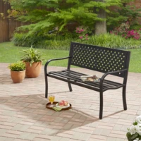 Classic Outdoor Durable Steel Patio Bench, Patio Furniture - 22.83 X 50.39 X 33.86 Inches - Black (US Stock)