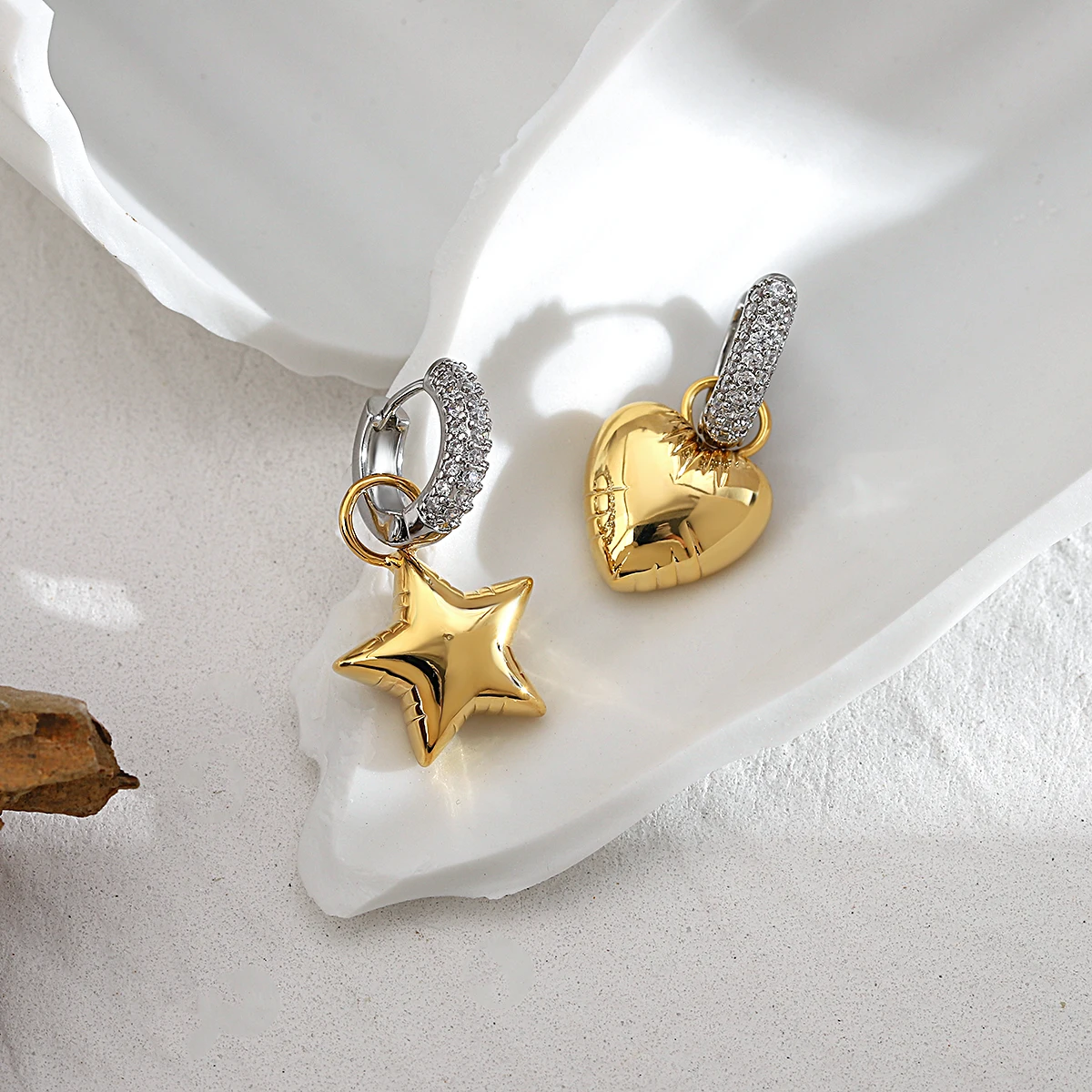 Серьги-кольца Greatera женские асимметричные ювелирные украшения с декором