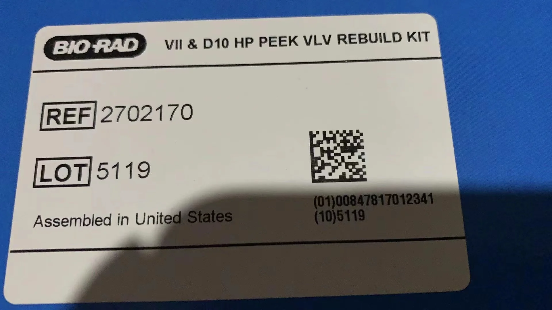 

VII&D10 HP PEEK VLV REBUILD Kit (REF: 2702170) for BIORAD D10 (New,Original)