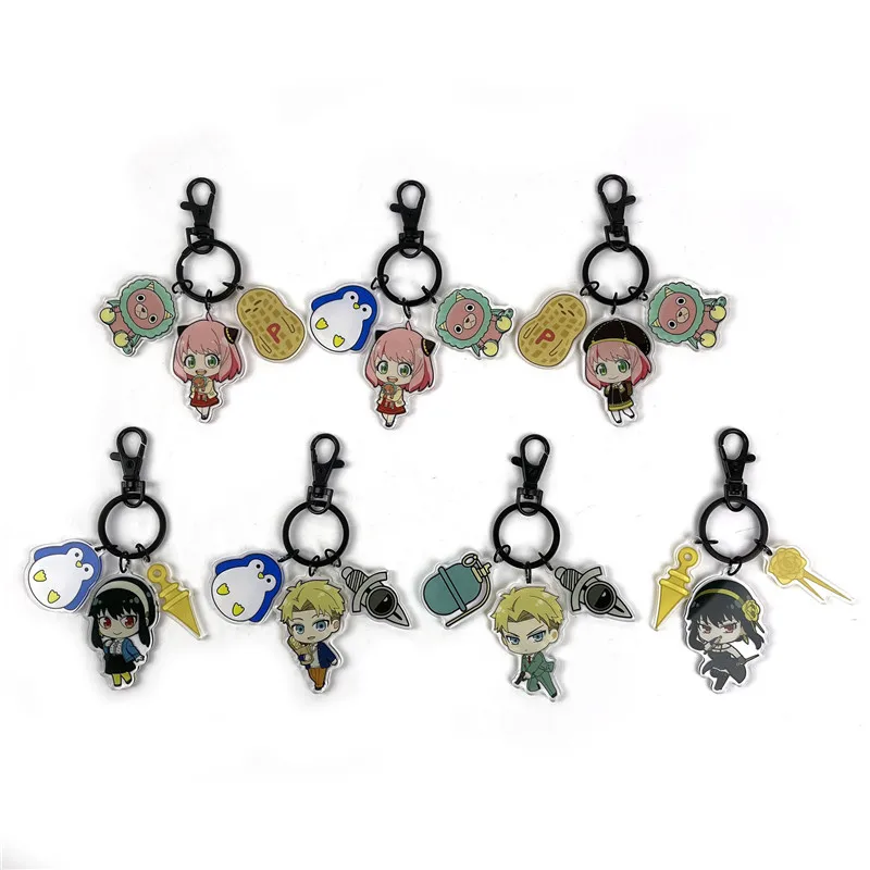 

Anime SPY x FAMILY Cartoon Cute Acrylic Keychain With 3 Pendant Bag Accessories Twilight Anya Forger Yor Forger Fans Collection