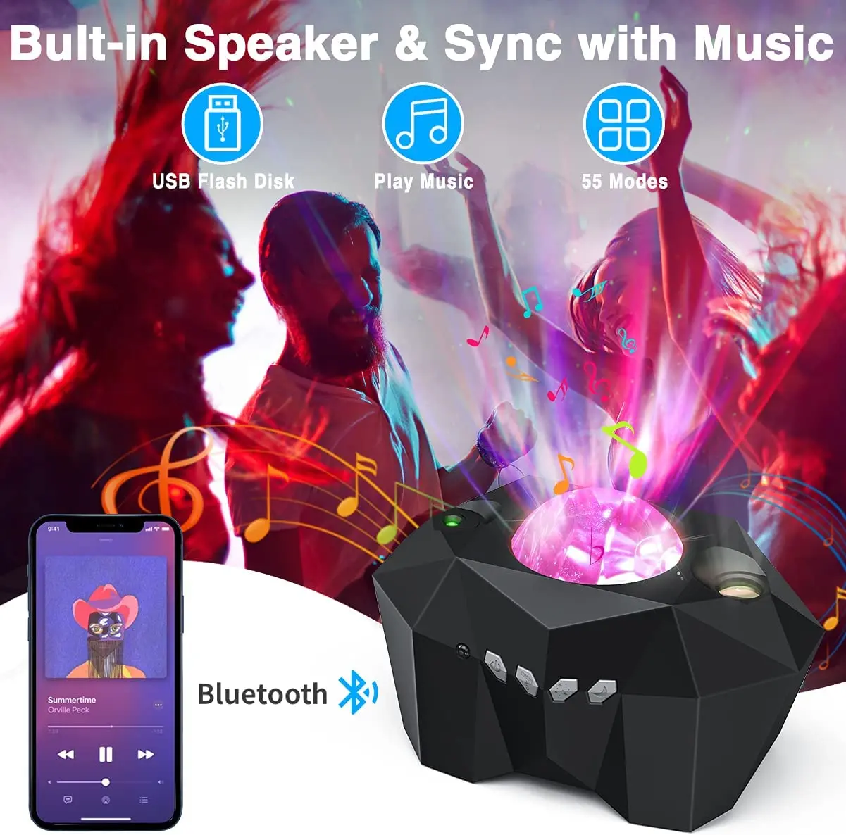 

Northern Lights Galaxy Projector Star Night Light with Bluetooth Speaker Aurora Projector Bedroom Home Decor Kids Adults Gift