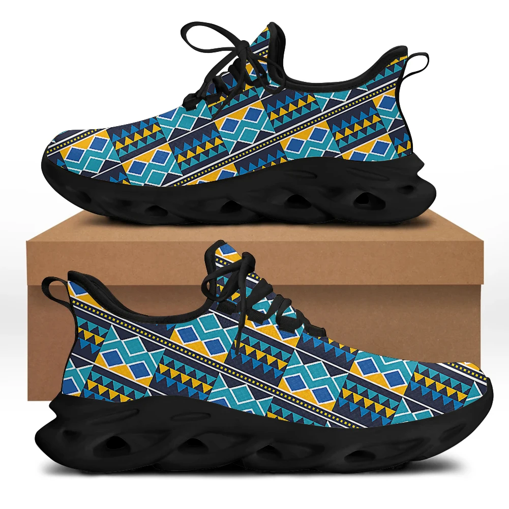 

Beautiful Aztec Tribal Print Sneakers Creative Geometric Flats Casual Walking Shoes Lightweight Lace-Up Vulcanized Shoes