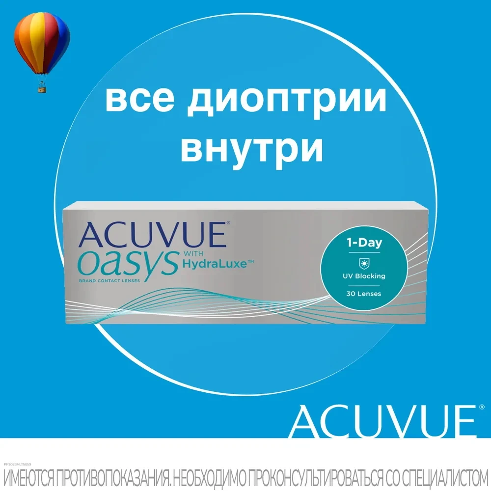 Однодневные контактные линзы Acuvue Oasys 1-Day (уп. 30 линз) Радиус ...