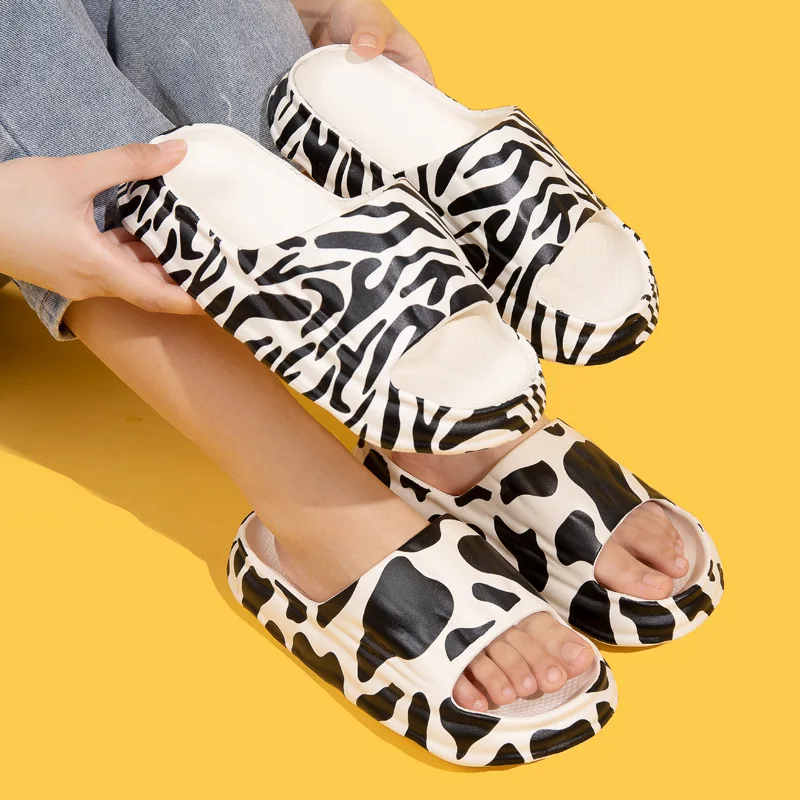 

Cute Zebra Cow Cloud Slippers Women Summer Home Indoor Slippers Slides Bathroom Flip Flops Outdoor Beach Sandals Platform Shoes