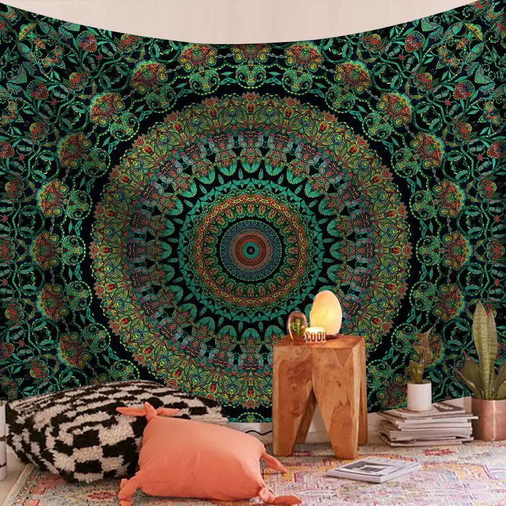 

Mandala Tapestry Panoramic Wall Hanging Background Cloth Retro Pattern Five Colors And Multiple Colors Room Decor Aesthetic