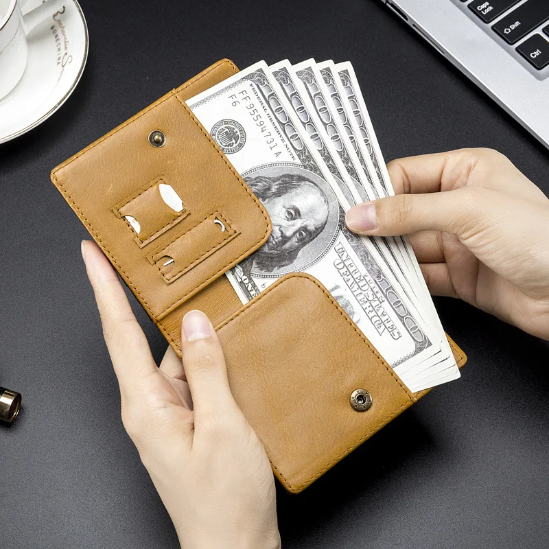 Men RFID Card Holder Wallets Genuine Leather Credit Card Mini Money Bag Slim Short Small Purse Minimalist Wallet for Male
