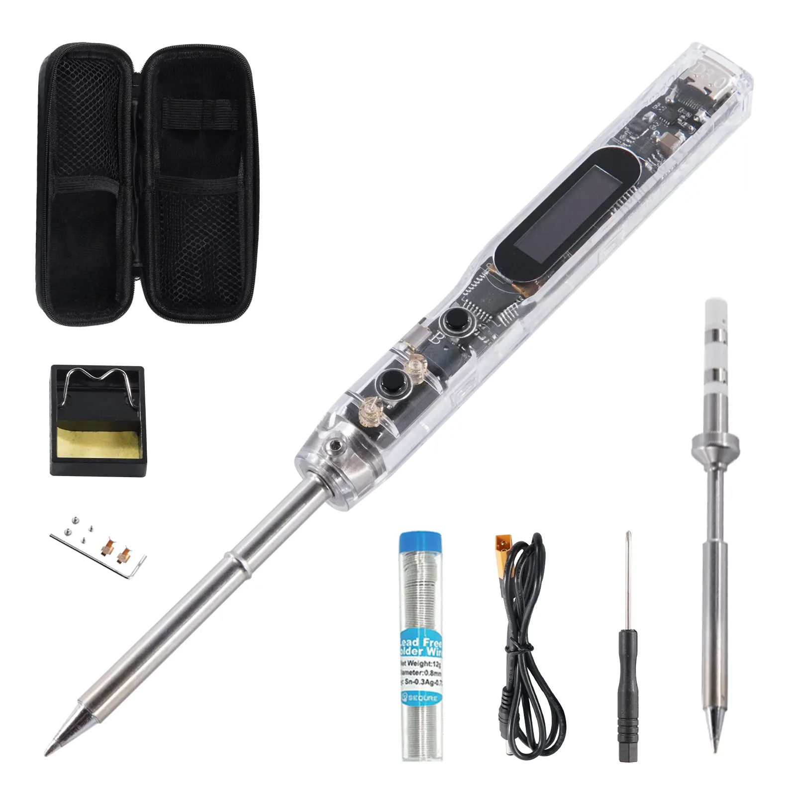 SEQURE SI012 Intelligent OLED Electric Soldering Iron Sensitivity Adjustable Built-in Buzzer Suitable for T12/TS Soldering Tip