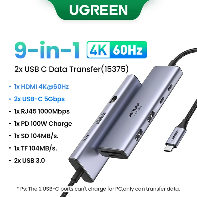 UGREEN USB C HUB 4K 60Hz Type C к HDMI 2,0 RJ45 USB 3,0 PD 100 вт адаптер для Macbook Air Pro iPad Pro M1 PC Аксессуары USB HUB