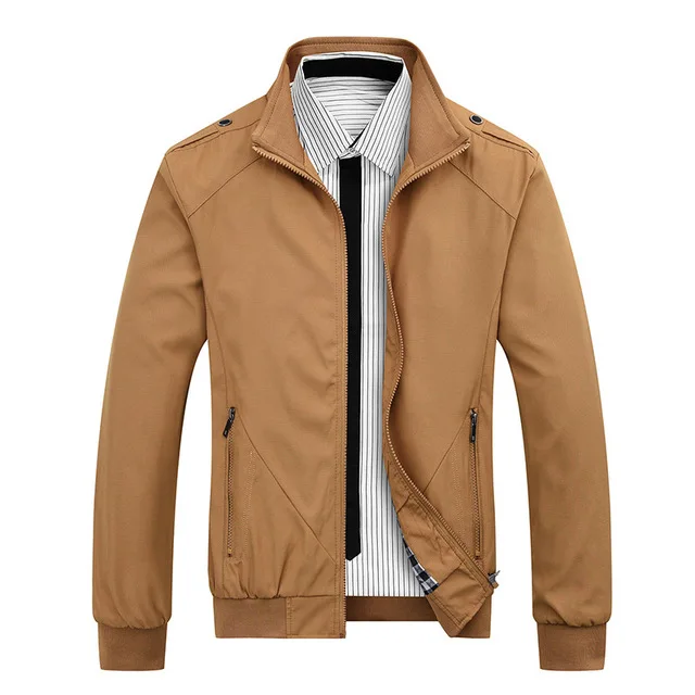 

2022 Men's Solid Jacket Khaki Green Black Casual Slim Fit Trench Coat