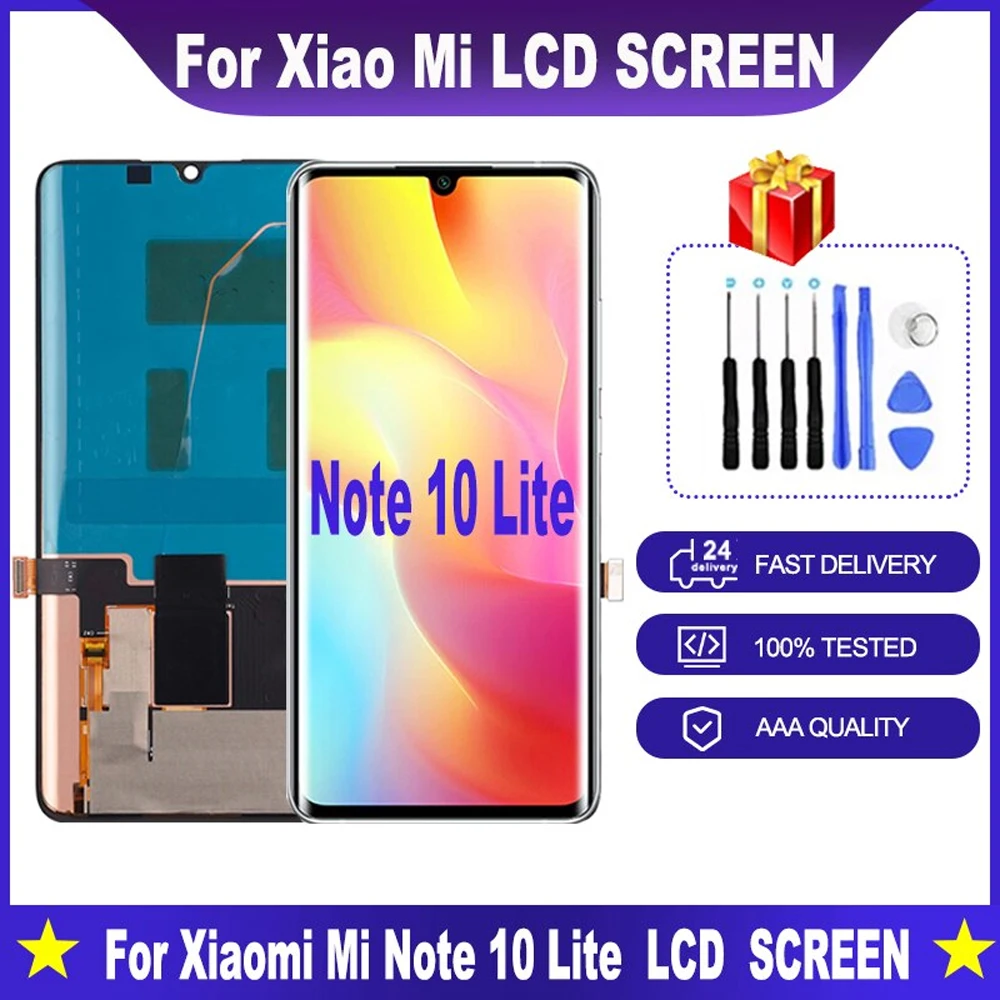 

AMOLED For Xiaomi Mi Note 10 Lite Display Screen Original Lcd Display +Touch Screen For Mi Note 10 Lite M2002F4LG LCD