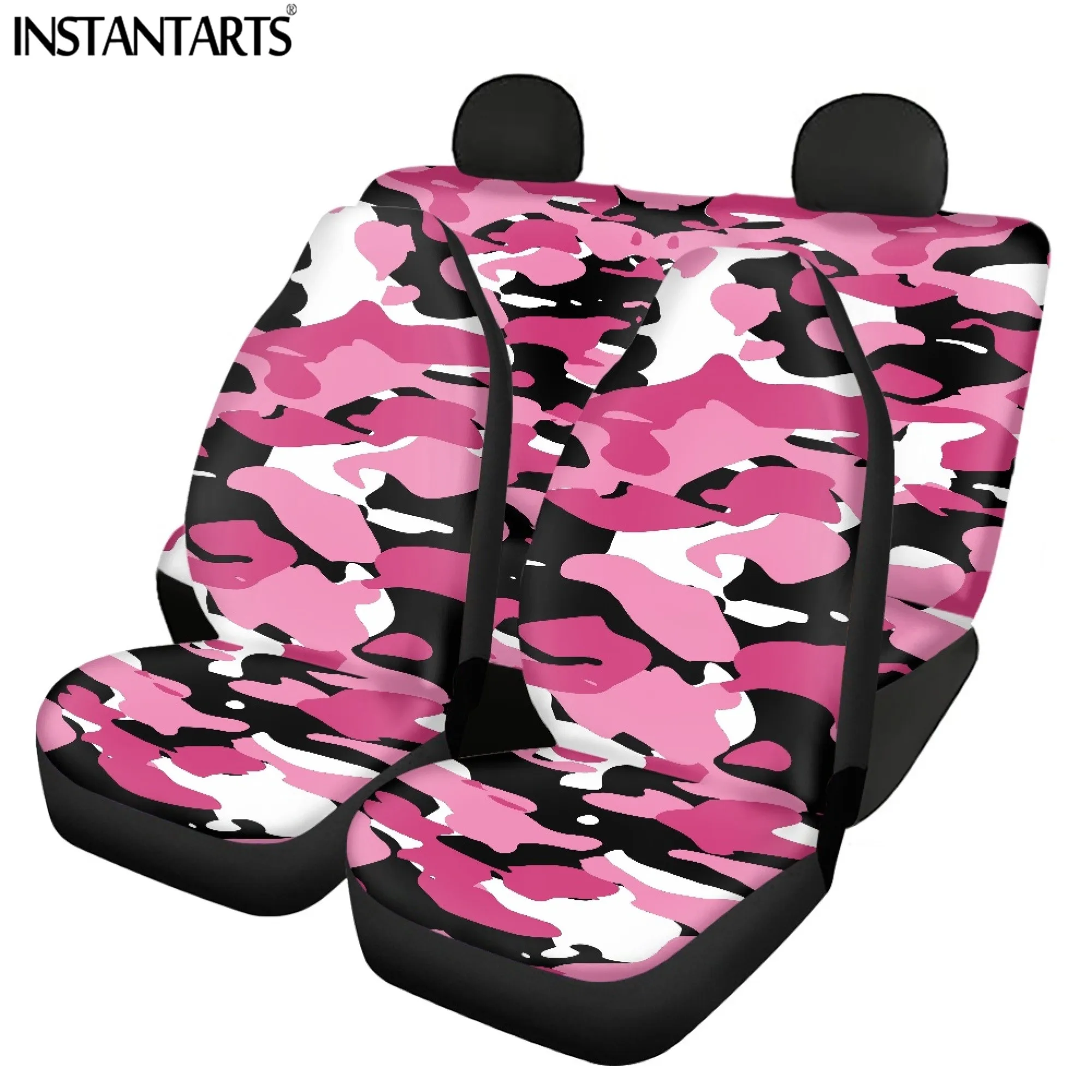 

INSTANTARTS Camouflage Design Auto Trim Seat Covers Creative Personality Durable Fade-resistant Uniserval Cushion Fit Most Cars