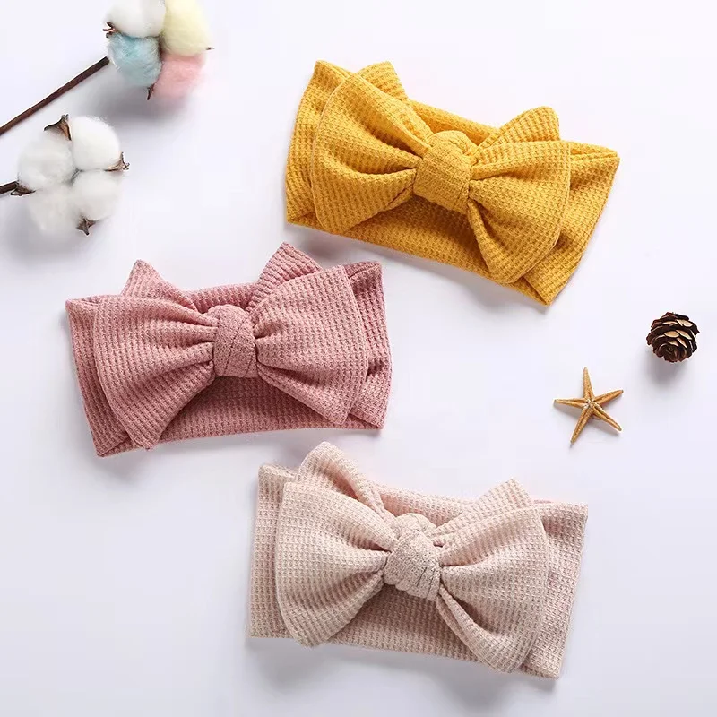

Big Bow Baby Headband Ribbed Headbands For Children Elastic Hair Bands Girl Accessories Infant Head wraps Soft Turban Newborn