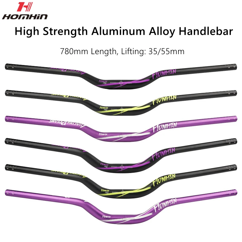 

HomHin Mountain Bike Handlebar 31.8 mm MTB Riser Handlebar Aluminum Alloy 780mm Extra Long Bicycle Handlebar 35/55mm Lifting