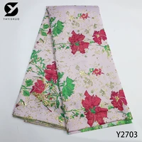2022 latest floral brocade fabric jacquard lace cloth nigerian damask organza mesh material french tulle net for sewing y2703