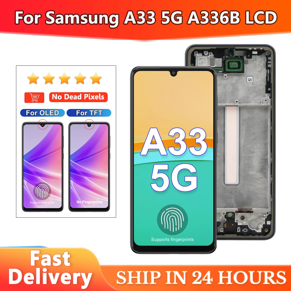 6 4-дюймовый ЖК-дисплей для Samsung A33 5G SM-A336E SM-A336B SM-A336M дигитайзер сенсорного экрана с