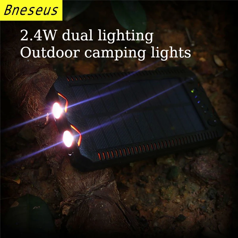 Solar Power Bank 20000mAh Outdoor Lighting External Auxiliary Battery Pack For Apple Huawei Samsung Xiaomi Portable Powerbank