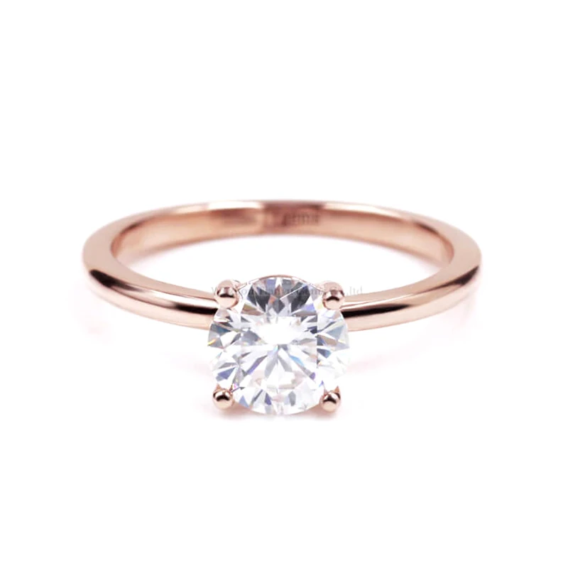 Tianyu Gems 7mm Solitaire Diamond 18K Rose Gold Ring 14K Moissanite 1.25ct Heart and Arrows Cut Women Wedding Bridal Rings Gifts