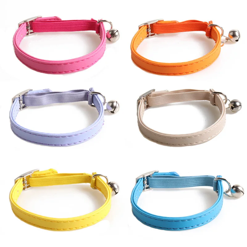 

Cute Macaron Color Pet Cat Necklace Collar Woven Fabric Kitten Solid Collar with PU Accents Pet Accessories Christmas Products