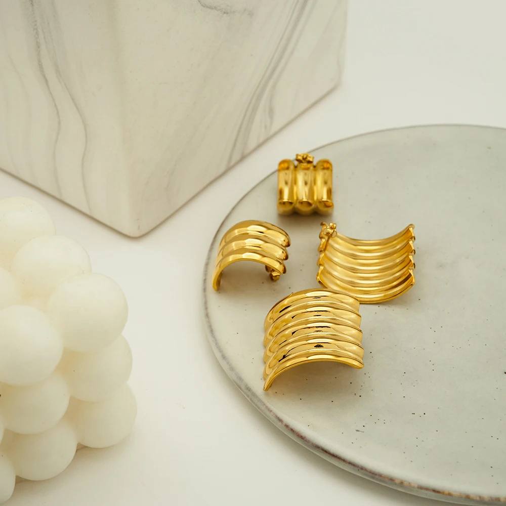 ENFASHION водопад широкие серьги-гвоздики C-образной формы для женщин Aretes De Mujer из