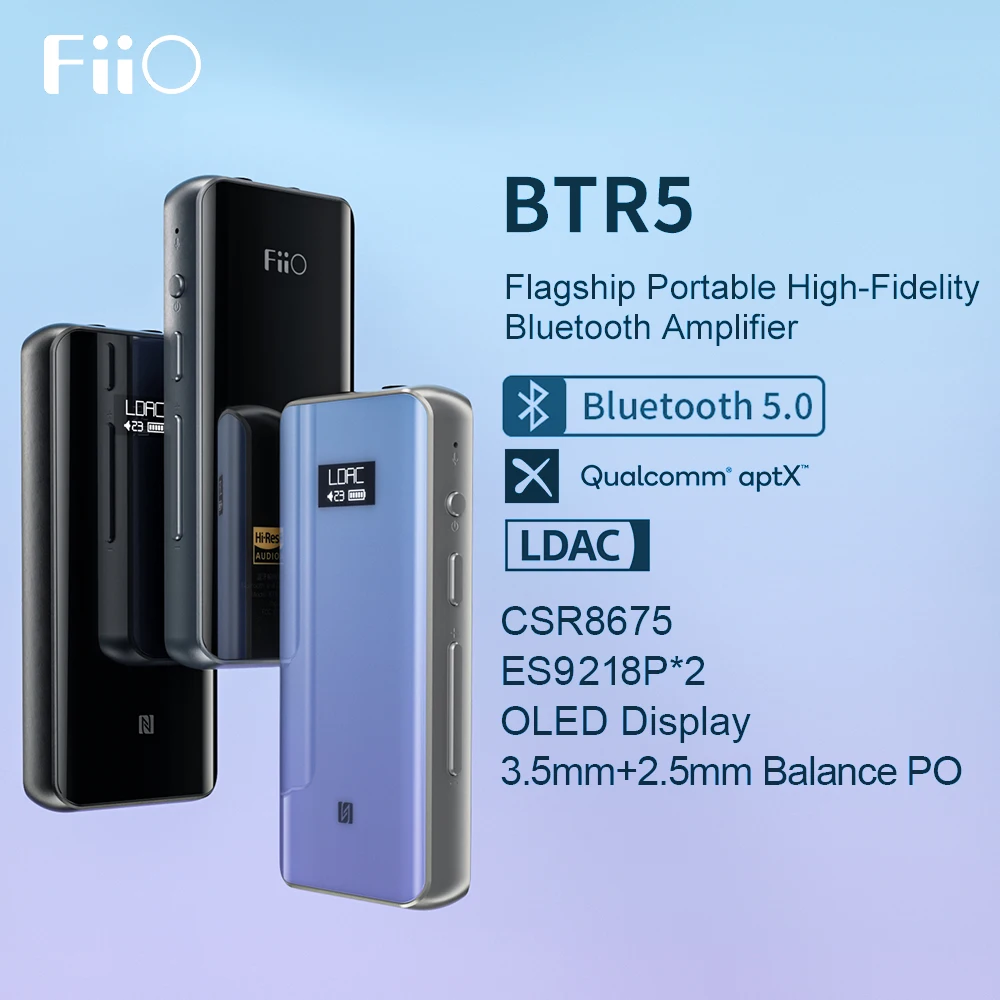 

FiiO Refurbished BTR5 with ES9218P, Bluetooth 5.0 Headphone Amplifier DSD256 Receiver LDAC with 3.5mm/2.5mm output
