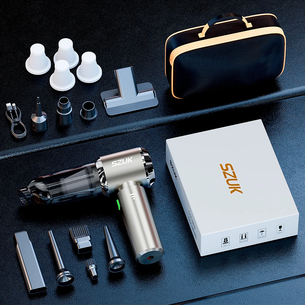 

SZUK автомобильный пылесос,985000PA мощный всасывающий ручной беспроводной пылесос, мини пылесос высокого давления, портативный пылесос, автомобильные аксессуары с многофункциональными щетками