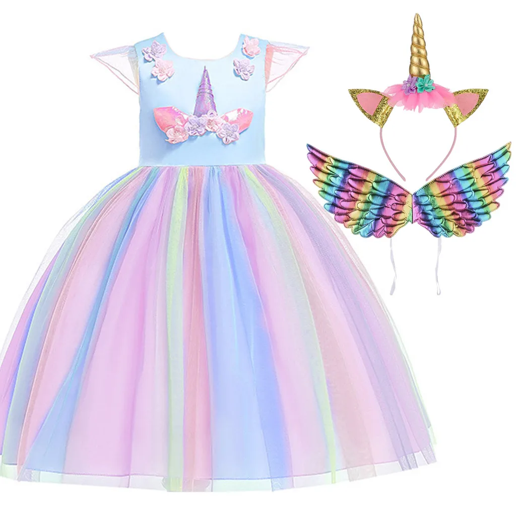 

Christmas Unicorn Dress Sequins Girls Ballet Dance Ball Princess Tutu Dress Birthday Party Gift Halloween Cosplay Dress Wings