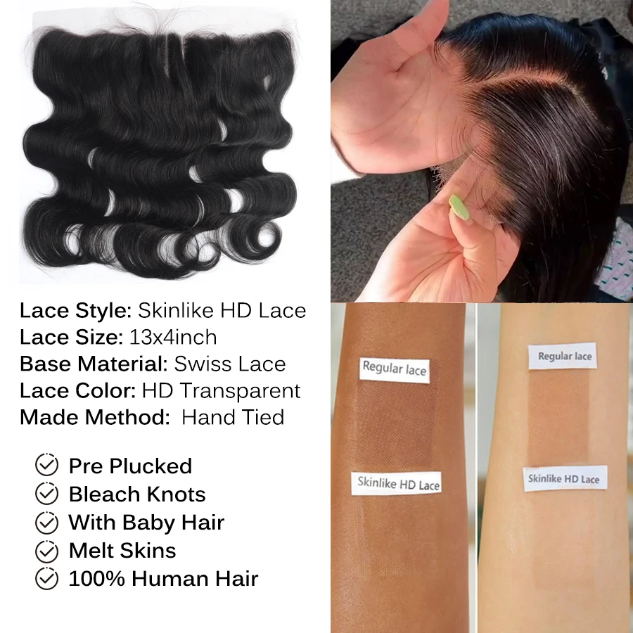 Пупряди объемных волн с фронтальной сеткой HD 100% человеческие волосы для