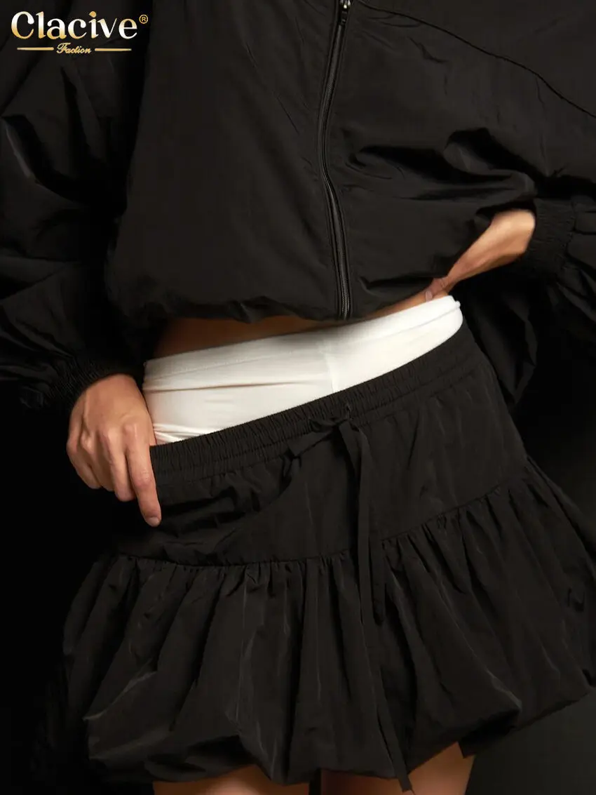 Модный Свободный Черный Женский КомплеКт Clacive Из Двух Предметов 2024 Элегантная