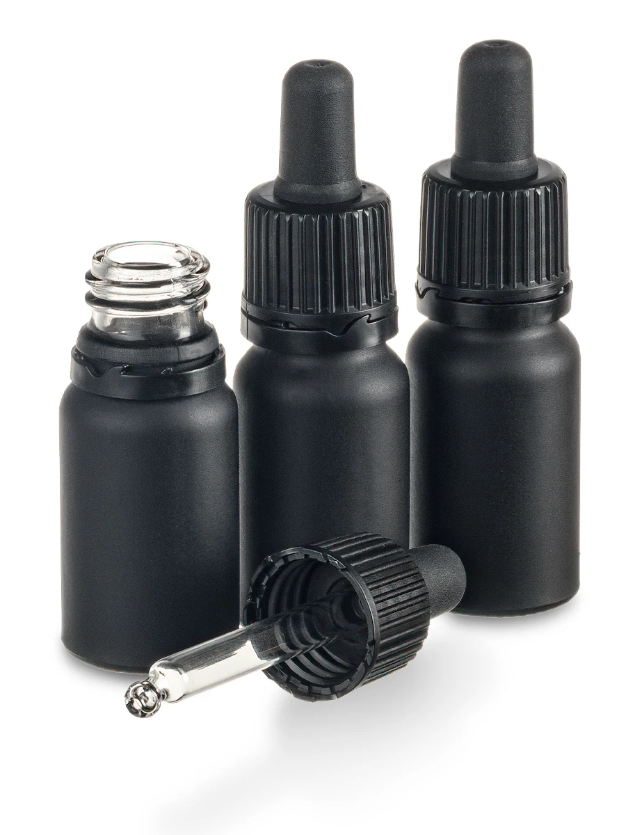 Флакон 10 мл стеклянный с крышкой пипеткой 3 штуки