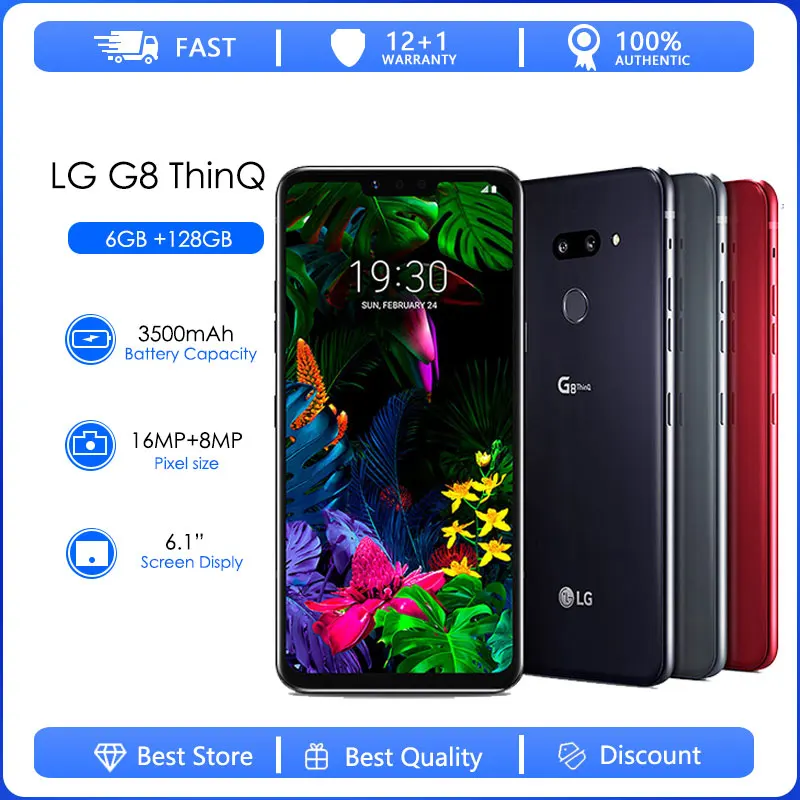 LG G8 ThinQ Refurbished-Original Unlocked G820N G820um 128GB Android Phone Octa Core 6.1