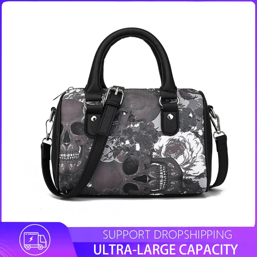 

Vintage Women Skull Printing PU Leather Shoulder Bag Casual Small Messenger Bags