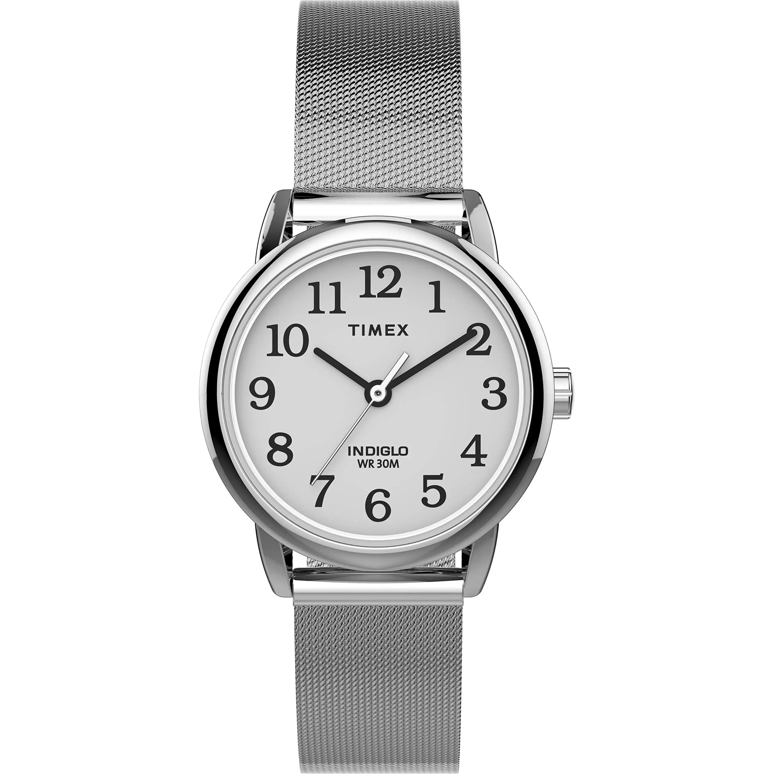 Женские серебристые часы Timex TW2U07900 Easy Reader с сетчатым браслетом из нержавеющей