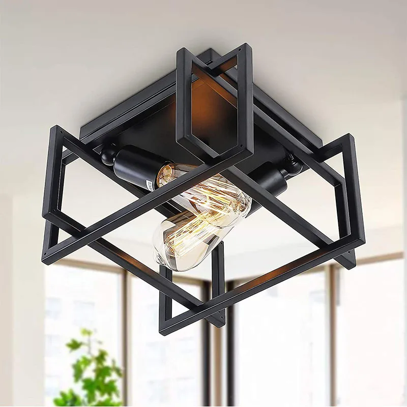 Retro Vintage Ceiling light Modern Nordic Iron lamp Decor For Living Room Bar Black and White Loft E27 Home Lights Cage Fixture