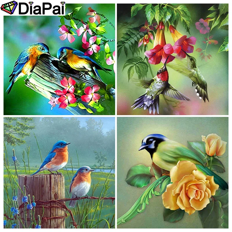 

DIAPAI Diamond Embroidery "Animal Bird Flower" Pattern DIY 5D Diamond Painting Needlework Cross Stitch Full Drill Painting