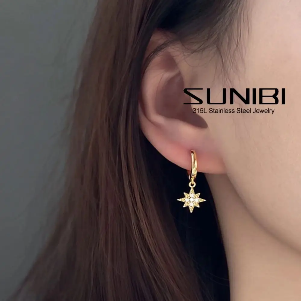 

Aesthetic Stainless Steel Drop Earrings for Women Girl Star Moon Pendant Earrings Fashion Party Gifits Wedding Jewelry Wholesale