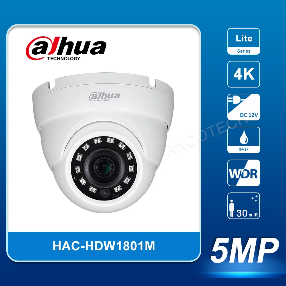 

Камера для глазного яблока DAHUA DH-HAC-HDW1801M 4K HDCVI IR макс. длина 30 м умная ИК-камера