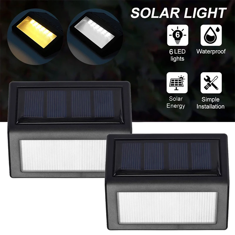 

12PCS Outdoor Solar Stair Light 6 LED Wireless Waterproof Auto On/Off Solar Step Security Lamp for Front Door Deck Yard Driveway