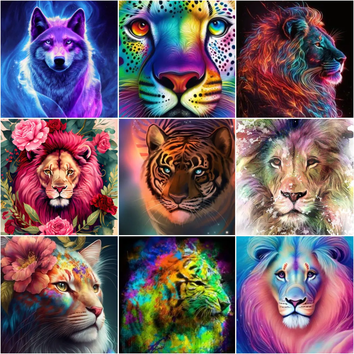 

Full Square/Round Mosaic Flower 5D DIY AB Diamond Painting Wild animal Diamont Embroidery tiger Cross Stitch Home Decor Gift