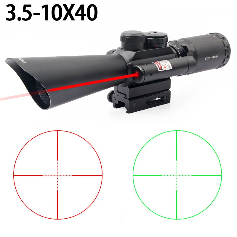 Online Hunting M8 3.5 10X40 Red Laser Optical Sight Sniper Scope Tactical Weapon Riflescope Airsoft Accessory 11mm 20mm Rail Transform
