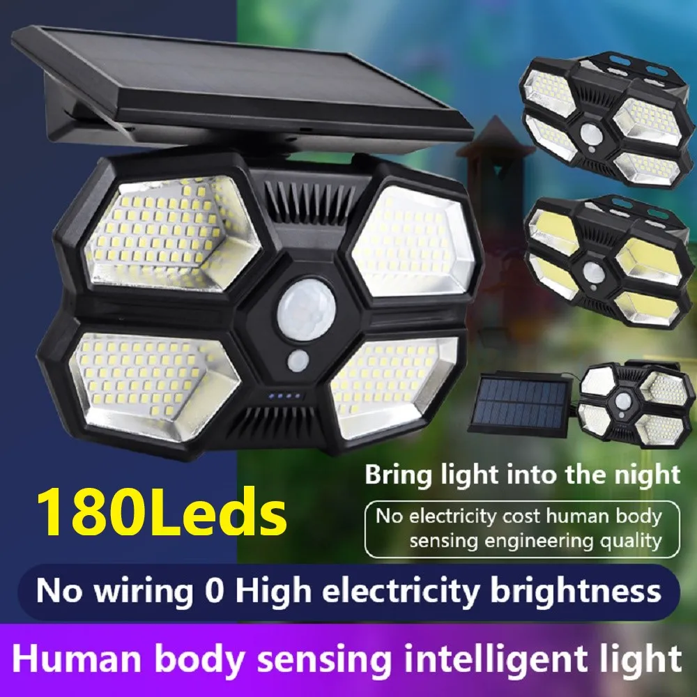 Newest 180Leds Upgrade Solar Light Outdoors 6800mAh Waterproof Outdoor Solar LED Light with Sensor Garden Solar Street Lights