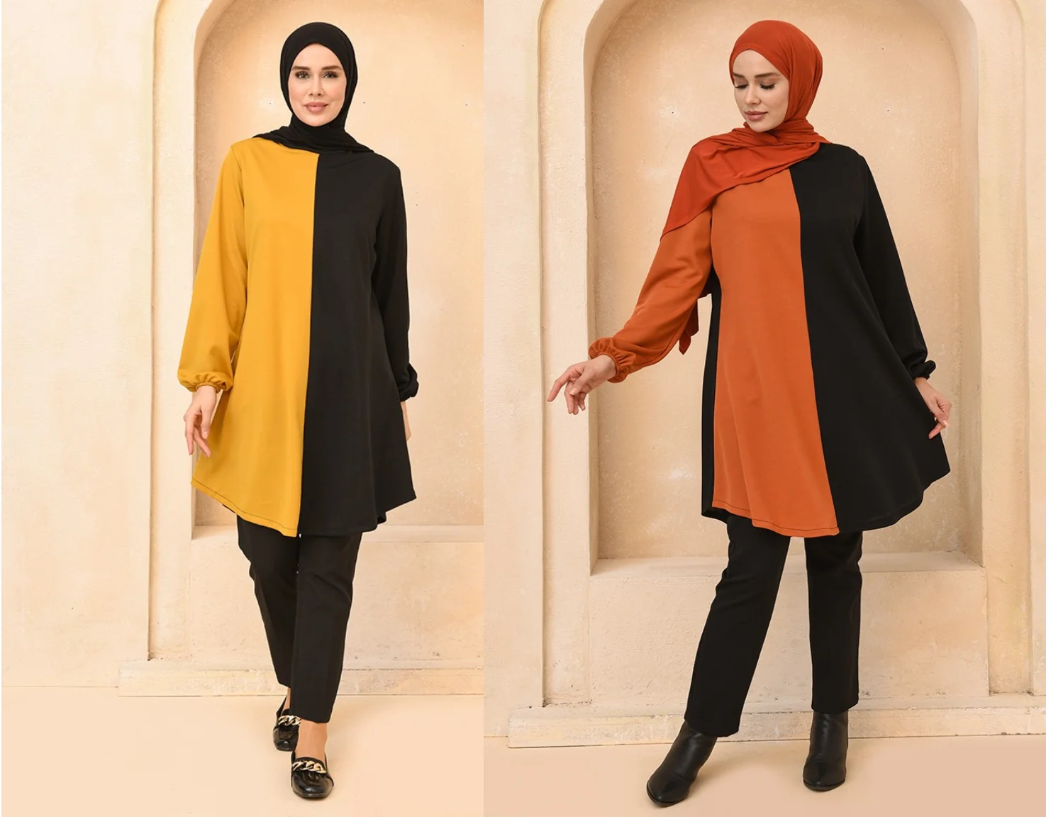 

4 seasons Muslim Women Garnili long rubber sleeve new collar unlined desensiz tunic casual tooling casual stylish fashion Islamic kerchief