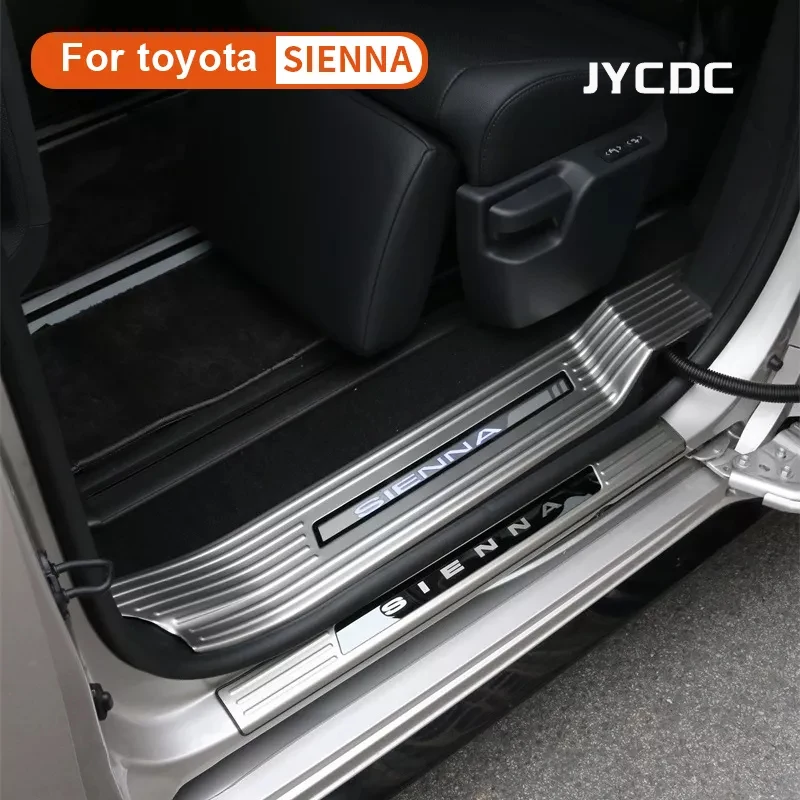 

JYCDC Stainless Steel Car Door Sill Anti kick Sticker Scuff Scratch Auto Door Threshold strip Tape for Sienna 2022 Accessories