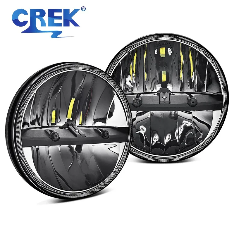 

Фары головного света для мотоцикла CREK H4, 12 В, 24 В, 7 дюймов, высокие/низкие фары для автомобиля 4x4 Cafe Racer Ford Truck Volvo Defender Jeep