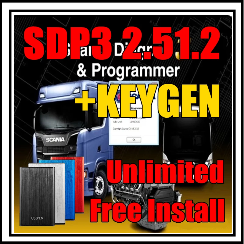 Новейший SDP3 V2.51.2 для диагностики грузовика, автобуса, диагностический программатор 2.51.2 с бесплатной неограниченной установкой и видеоруководством
